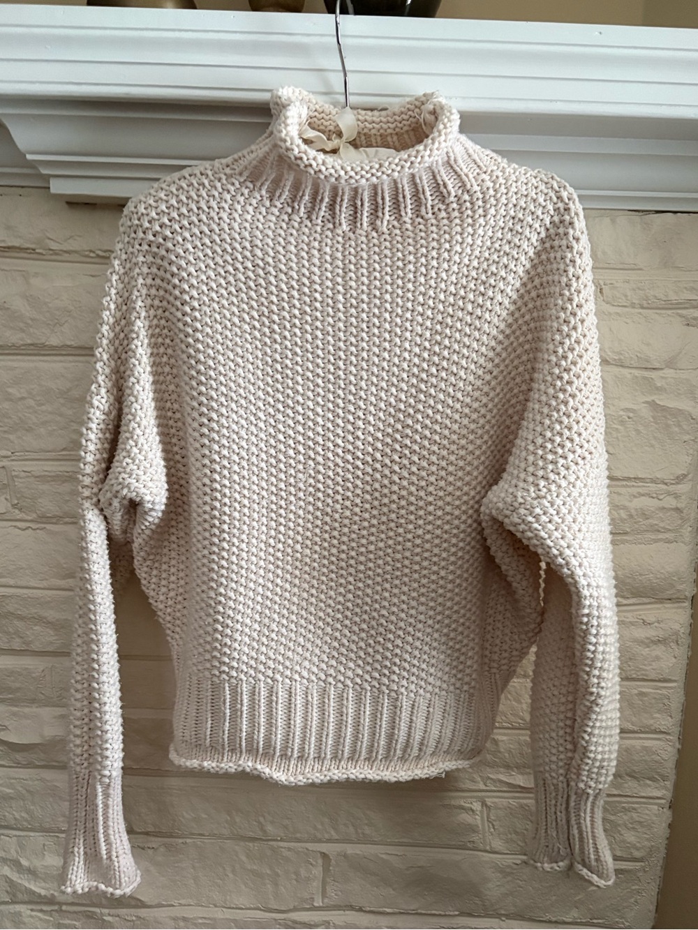 Cream Chunky Knit 100% Cotton Roll Neck Sweater - Coastal - Sz Women’s Medium